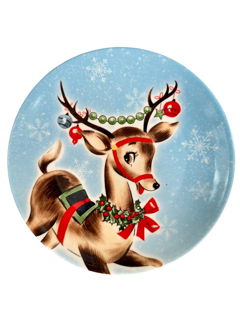 Mr. Christmas EUC Retro Santa, Reindeer & Snowman Christmas 8” Dessert Plates x4